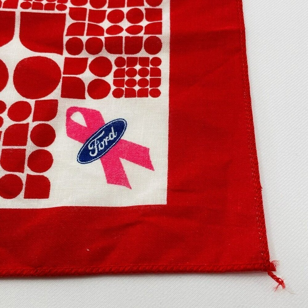 Kate Spade Ford Susan Komen Breast Cancer Awareness Bandana Handkerchief Red 21” - Picture 6 of 12